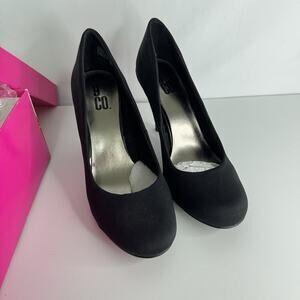Nine & Co. Jjettoile Black Fabric Pumps Size 7.5M Classic Round Toe High Heel